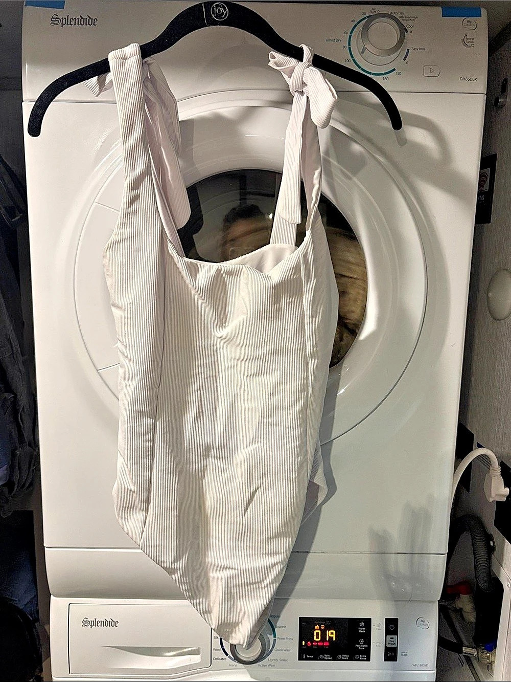 Striped One-Piece Swimsuit in White Like New